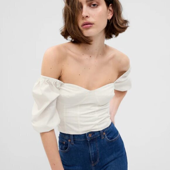 GAP Tops - Gap Puff Sleeve Sweetheart Crop Top NWT
